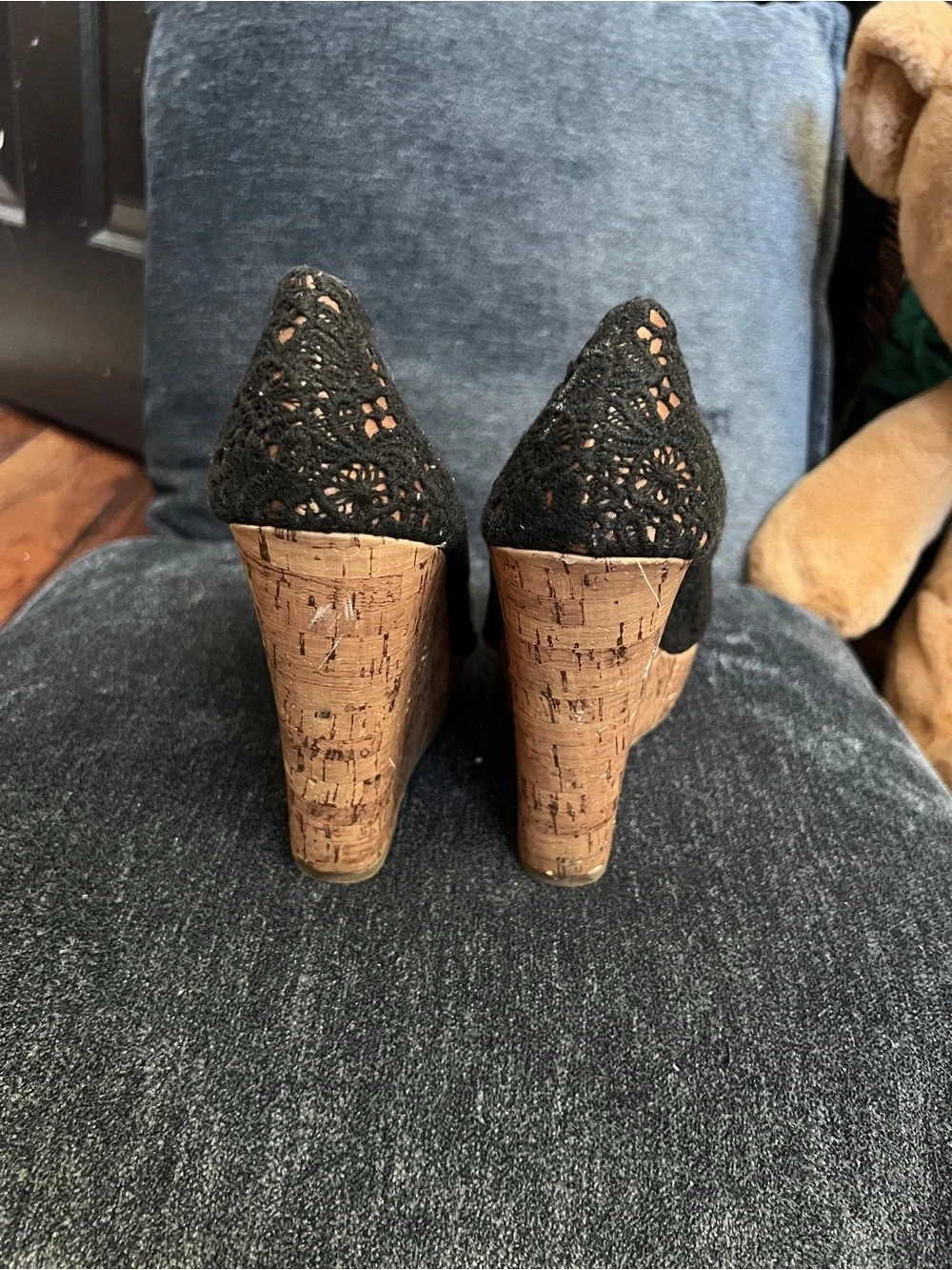 torrid Black Lace Platform Pumps with Nude Underlay